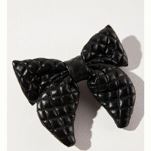 NWT Anthropologie Black Quilted Bow Barrette/Hair Accessory